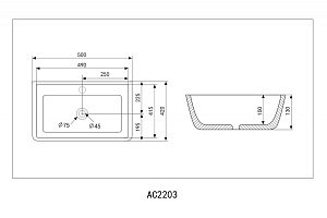 Раковина накладная ABBER Rechteck AC2203MB черная матовая купить в интернет-магазине Sanbest