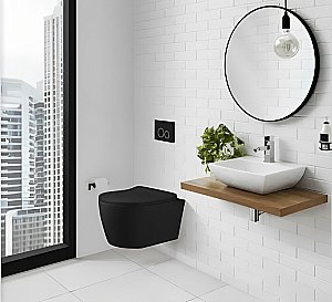 Унитаз CeruttiSpa SELLA Aria MBF CT10016 безободковый, с крышкой микролифт, черный матовый купить в интернет-магазине Sanbest