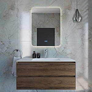 Тумба с раковиной Vincea Luka 100 VMC-2L100CO/VCB-13100W тёмный дуб/раковина белая для ванной в интернет-магазине Sanbest