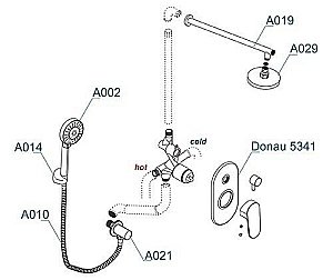 Душевая система WasserKRAFT Donau 5300 A14229 купить в интернет-магазине сантехники Sanbest