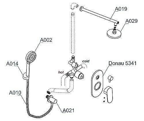 Душевая система WasserKRAFT Donau 5300 A14229 купить в интернет-магазине сантехники Sanbest