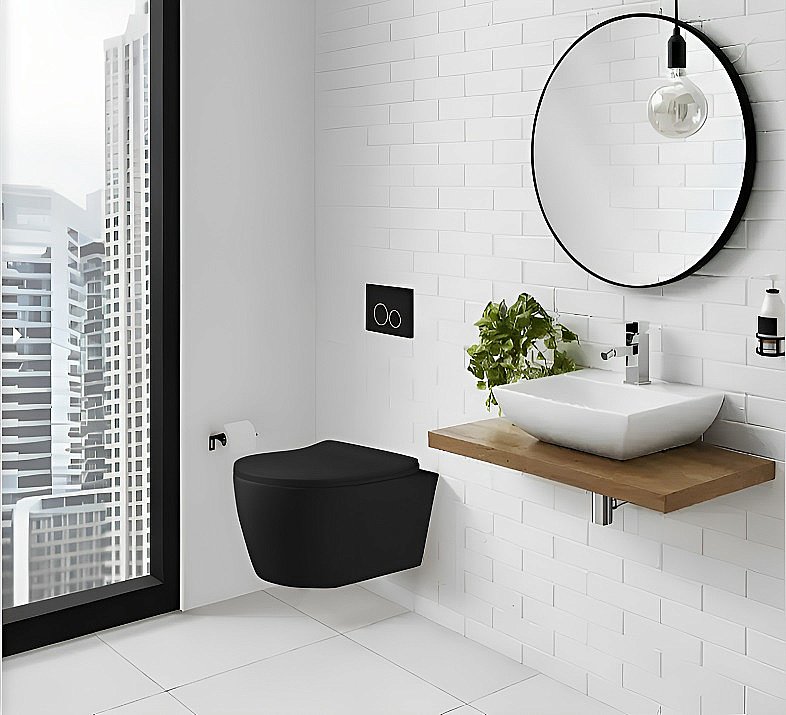 Унитаз CeruttiSpa SELLA Aria MBF CT10016 безободковый, с крышкой микролифт, черный матовый купить в интернет-магазине Sanbest