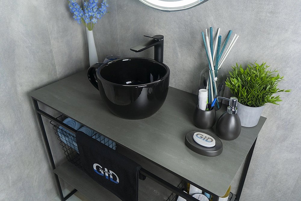 Раковина накладная Gid Creativo 40 Nc9077 52230 черная купить в интернет-магазине Sanbest