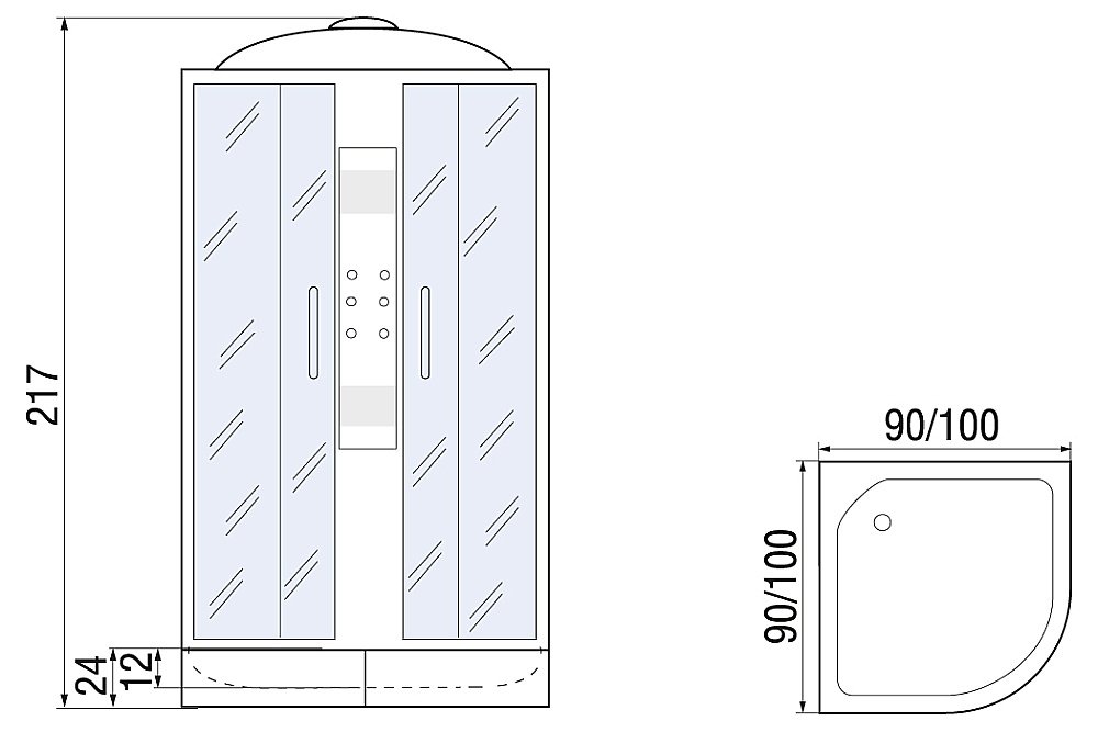 Душевая кабина RIVER TEMZA  90/24 МТ стекло матовое купить в интернет-магазине Sanbest
