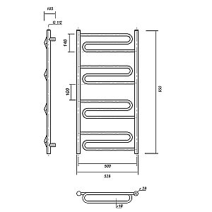 Полотенцесушитель водяной Domoterm Офелия П12 500x950 АБР бронза купить в интернет-магазине сантехники Sanbest