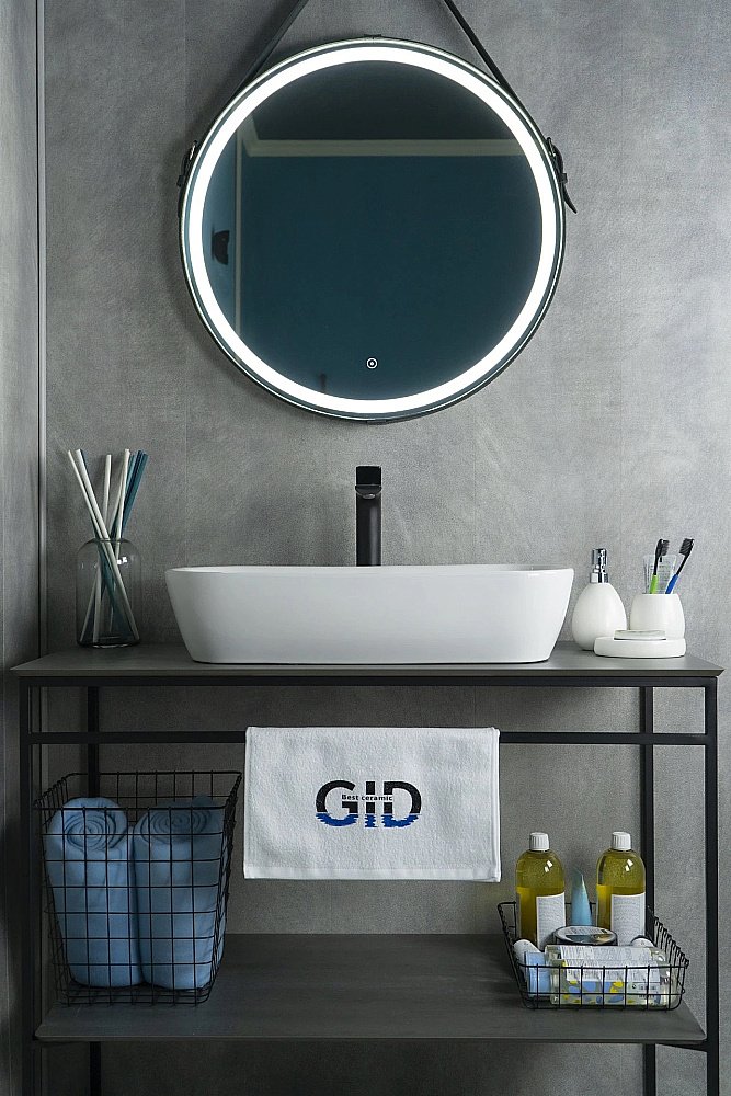 Раковина накладная Gid Geometrico 61 N9217 51132 белая купить в интернет-магазине Sanbest