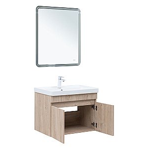 Тумба с раковиной Aquanet Оптима 70 344804+301804 светлый дуб для ванной в интернет-магазине Sanbest