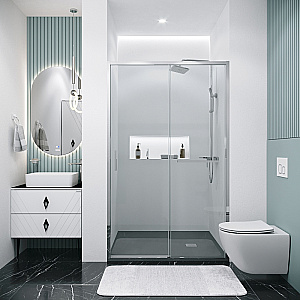 Душевая дверь Grossman Style 130 100.K33.05.130.10.00 стекло прозрачное/профиль хром купить в интернет-магазине Sanbest