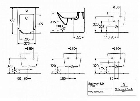 Биде подвесное Villeroy&Boch Subway 3.0 44700001 альпийский белый купить в интернет-магазине Sanbest