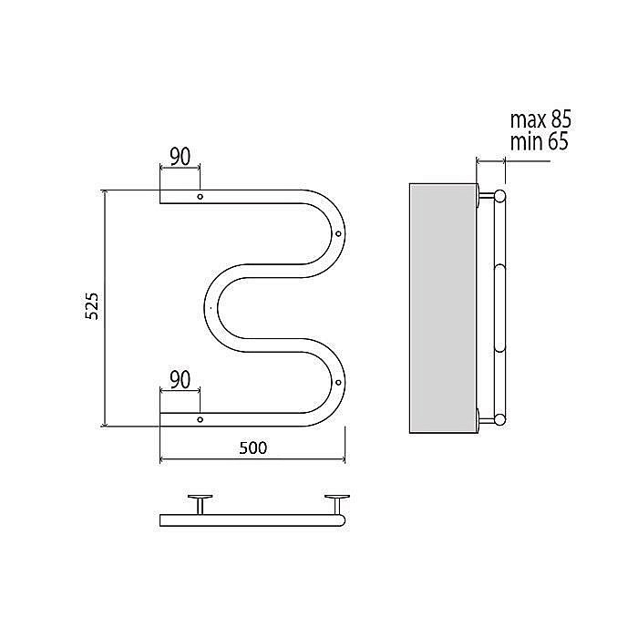 Полотенцесушитель электрический Terminus М-образный 500x500 купить в интернет-магазине сантехники Sanbest