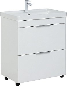 Тумба с раковиной Aquanet Ирис new 70 напольная белый глянец для ванной в интернет-магазине Sanbest