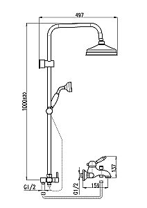 Душевая система Rav-Slezak LABE L554.5/3Z золото купить в интернет-магазине сантехники Sanbest