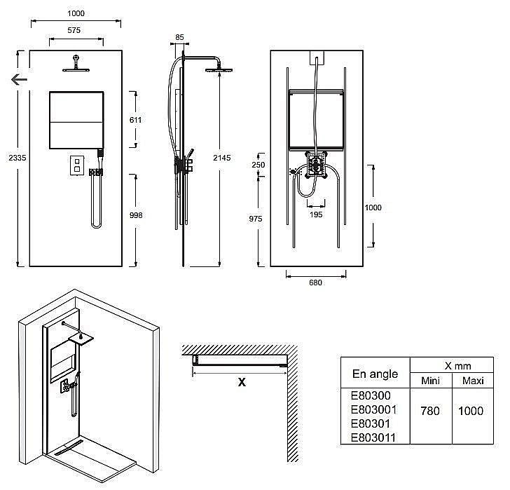 Душевая система Jacob Delafon ECRIN E803001-D35 купить в интернет-магазине сантехники Sanbest