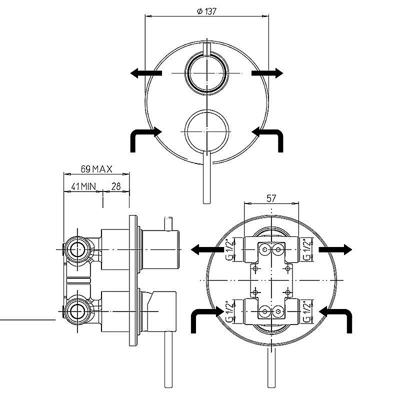 Душевая система PAINI Cox 78PZSET36911SHBATH черная матовая купить в интернет-магазине сантехники Sanbest