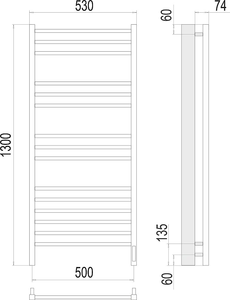 Полотенцесушитель электрический Terminus Сицилия П15 500x1300 купить в интернет-магазине сантехники Sanbest
