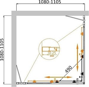 Душевой уголок Cezares MOLVENO A-22-90+20 прозрачный 110x110 купить в интернет-магазине Sanbest