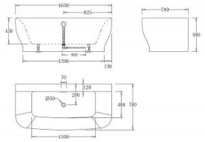 Ванна акриловая BelBagno BB74 165х78 белая купить в интернет-магазине Sanbest