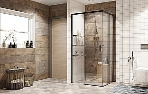 Душевой уголок Ambassador Queen Black 11011204 100x100 стекло прозрачное/профиль черный купить в интернет-магазине Sanbest