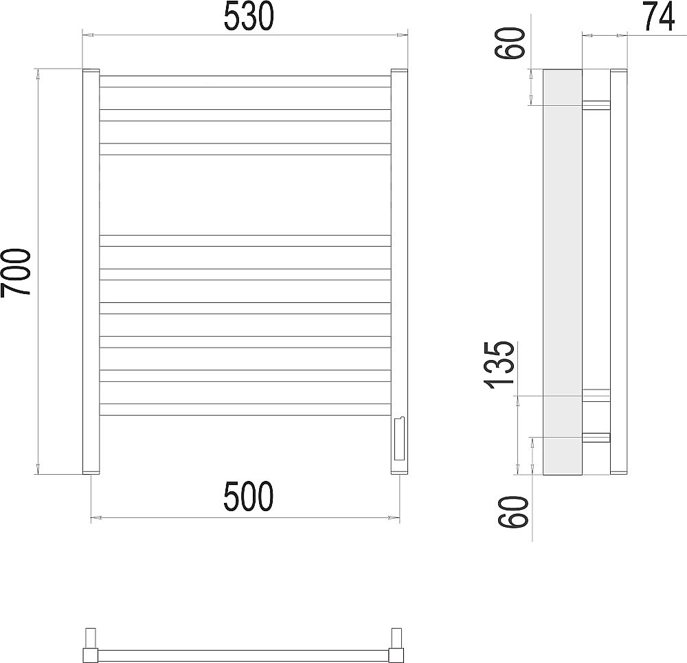 Полотенцесушитель электрический Terminus Ватикан П9 500х700 купить в интернет-магазине сантехники Sanbest