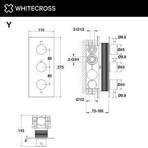 Смеситель для душа WhiteCross Y Y1238GLB матовое золото купить в интернет-магазине сантехники Sanbest