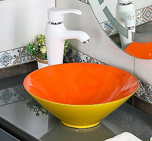 Раковина Melana T4006-B6+B3 T4006-B6+B3-806 желто-красная купить в интернет-магазине Sanbest