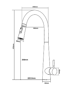 Смеситель для кухни Orange Steel M99-007b черный купить в интернет-магазине сантехники Sanbest