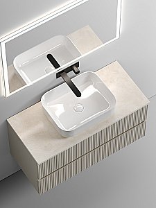 Тумба с раковиной Sancos SNOB T 100 со столешницей, бежевая матовая для ванной в интернет-магазине Sanbest