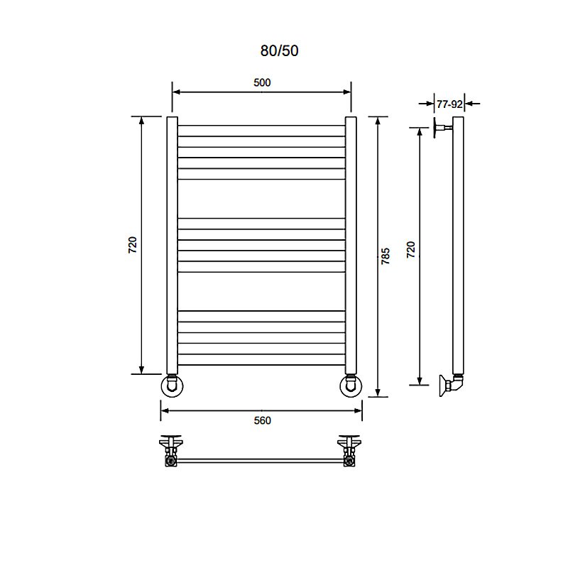 Полотенцесушитель водяной Veconi Vero-B V8050CH-B хром купить в интернет-магазине сантехники Sanbest