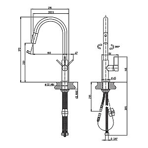Смеситель для кухни PAINI Cox 78CR591SAKM хром купить в интернет-магазине сантехники Sanbest