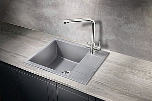 Мойка кухонная Milacio Navarra 60 Cuarzo MC.77073 серый металлик купить в интернет-магазине сантехники Sanbest