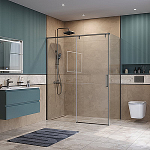 Душевой уголок BelBagno SOFT_CLOSE-1-AH-1 150х100 стекло прозрачное/профиль оружейная сталь купить в интернет-магазине Sanbest