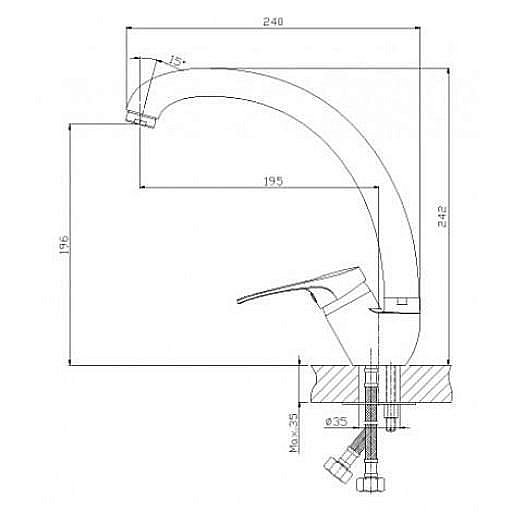 Смеситель для кухни Rossinka A A35-25 купить в интернет-магазине сантехники Sanbest