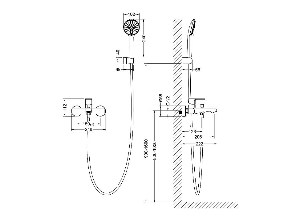 Смеситель для ванны Aquatek Оберон AQ1249BG золото шлифованное купить в интернет-магазине сантехники Sanbest