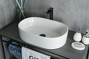 Раковина накладная Gid Lago 56  N9025 51111 белая купить в интернет-магазине Sanbest