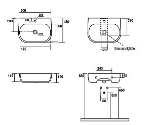 Раковина Kerasan Nolita 50 534001*1 белая купить в интернет-магазине Sanbest