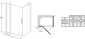Душевой уголок Jacob Delafon CONTRA E22T121-GA/E22FT70-GA 120х70 стекло прозрачное/профиль хром купить в интернет-магазине Sanbest