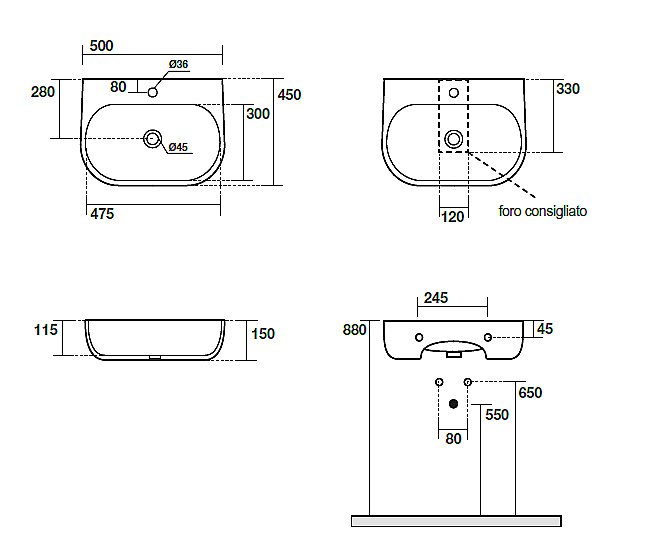 Раковина Kerasan Nolita 50 534001*1 белая купить в интернет-магазине Sanbest