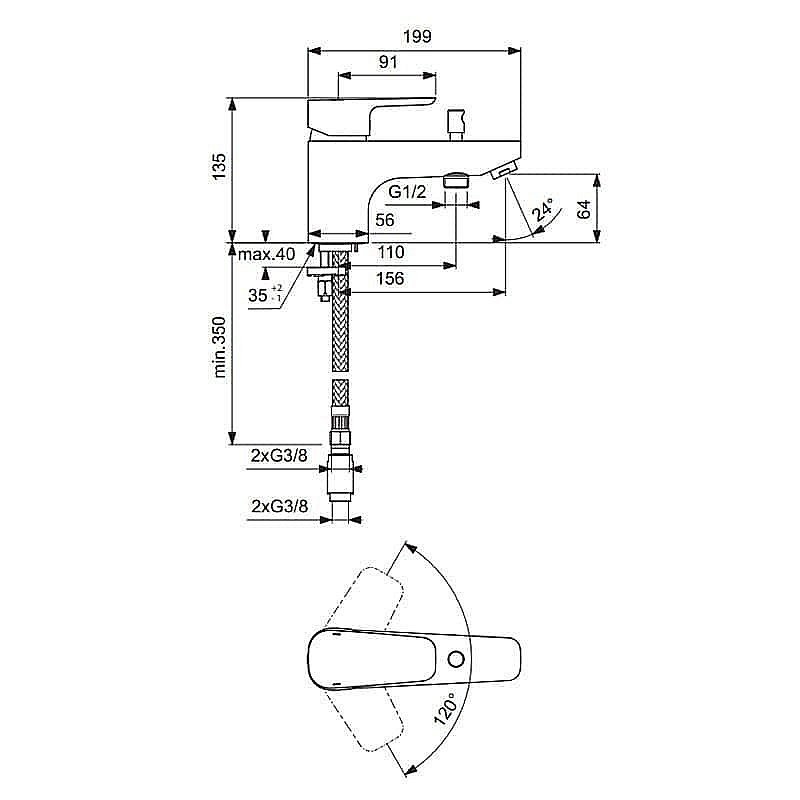 Смеситель для ванны Ideal Standard Ceraplan III B0769AA купить в интернет-магазине сантехники Sanbest