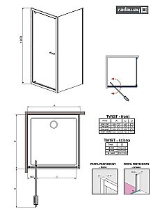 Душевой уголок Radaway Twist DWJ+S 90х75 купить в интернет-магазине Sanbest