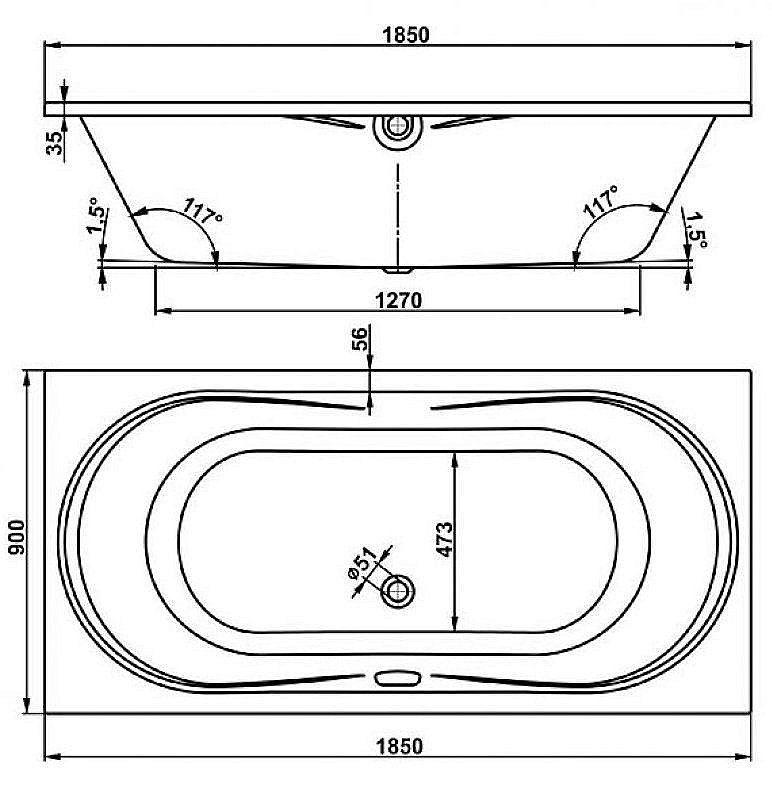 Ванна акриловая Vagnerplast Briana 185x90 купить в интернет-магазине Sanbest