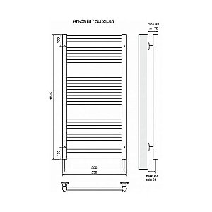 Полотенцесушитель электрический Terminus Альба П17 500x1045 левый/правый купить в интернет-магазине сантехники Sanbest
