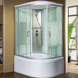 Душевая кабина Мономах XL 120x80x44 С МЗ стекло прозрачное с рисунком мозаика/профиль хром купить в интернет-магазине Sanbest