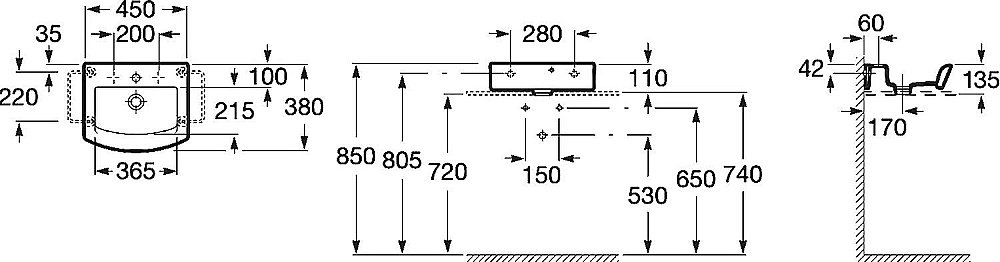 Раковина Roca Hall 45 327624000 белая купить в интернет-магазине Sanbest