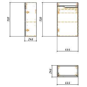 Тумба с раковиной подвесная Loranto KANTRI 45 раковина Фостер 45, белый глянец, левая для ванной в интернет-магазине Sanbest