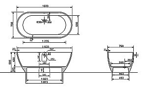 Ванна Taliente Nemi Matt NE16075Matt 160х75 белая матовая купить в интернет-магазине Sanbest