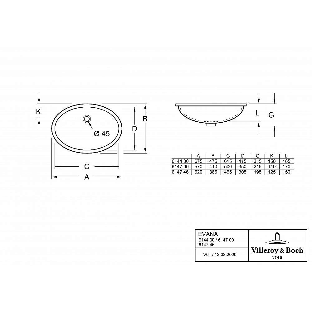 Раковина Villeroy&Boch Evana 61470001 альпийский белый купить в интернет-магазине Sanbest