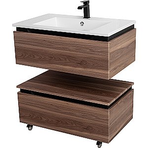 Нижняя тумба Cezares SLIDER-800-1C-PI-NA-P орех дымчатый для ванной в интернет-магазине сантехники Sanbest