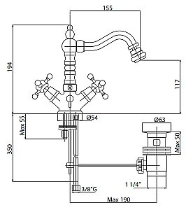 Смеситель для биде Cezares NOSTALGIA-BS2-02 бронза купить в интернет-магазине сантехники Sanbest