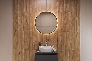 Зеркало Art&Max ASTI AM-Ast-800-DS-FNC-Nero в ванную от интернет-магазине сантехники Sanbest