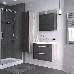 Тумба с раковиной подвесная Grossman ТАЛИС 107010 70 Бетон пайн/серая для ванной в интернет-магазине Sanbest